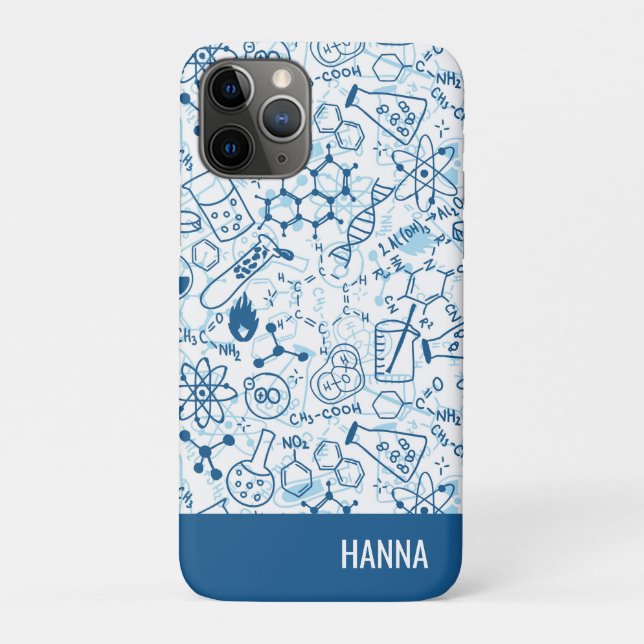 Chemistry Doodle Pattern Personalized Name Case-Mate iPhone Case (Back)
