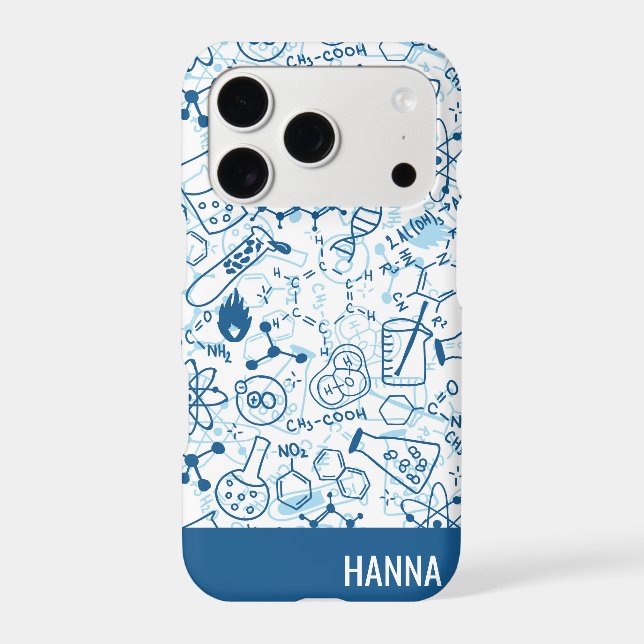 Chemistry Doodle Pattern Personalized Name Iphone Case (Back)