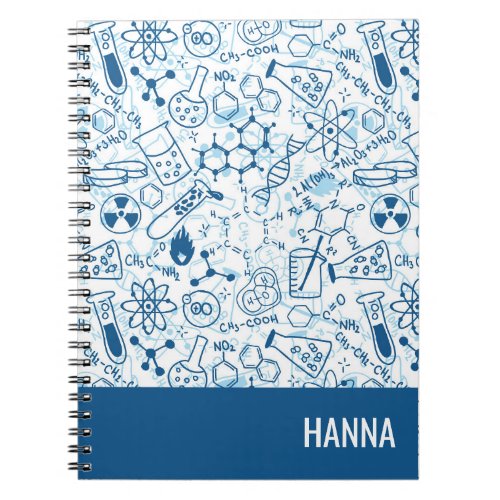 Chemistry Doodle Pattern Personalized Name Notebook