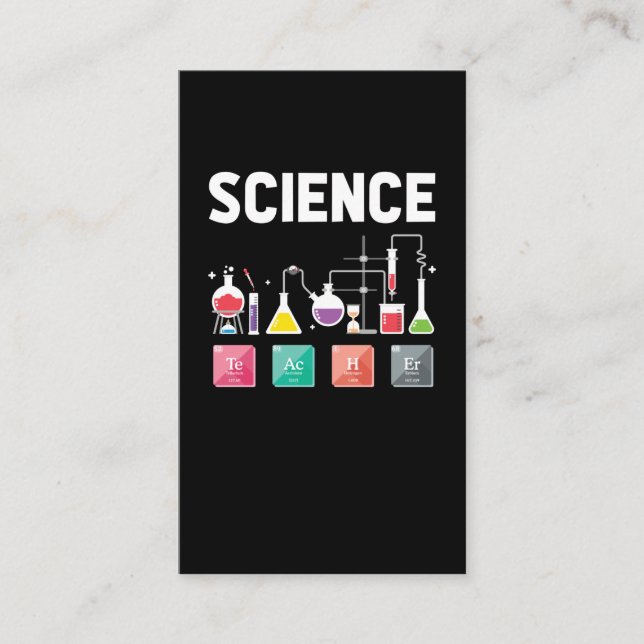 Chemistry Elements Laboratory Science Teacher Business Card (Front)