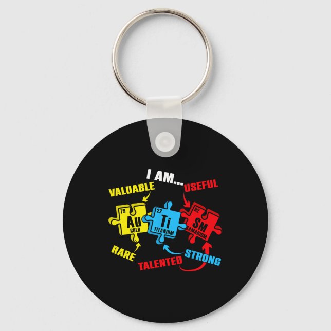 Chemistry Elements Periodic Table Puzzle Autism Aw Keychain (Front)