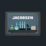 Chemistry Equipment Science Trifold Wallet<br><div class="desc">Laboratory equipment used in chemistry is on a desk on a grey background which makes a fun scientific design.</div>