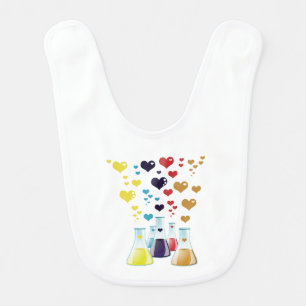 Chemistry Flask, Hearts - Red Blue Yellow Purple Baby Bib