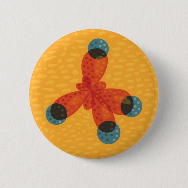 Chemistry Geek Orange Methane Molecule Button (Front)
