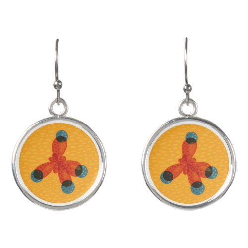 Chemistry Geek Orange Methane Molecule Earrings