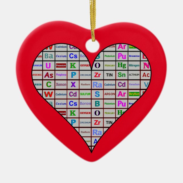 Chemistry Heart Elements Ceramic Ornament (Front)