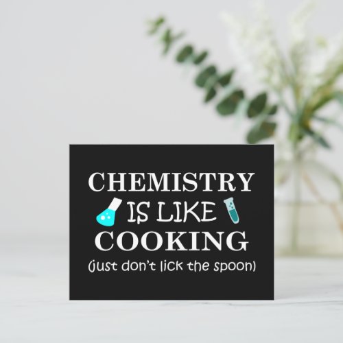 chemistry is like cooking funny chemist quote holiday postcard