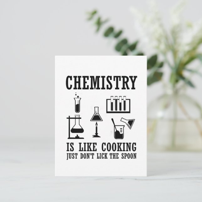 chemistry is like cooking funny chemist quote postcard (Standing Front)