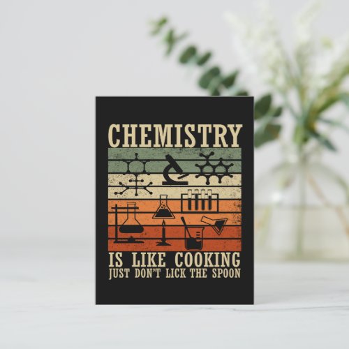 chemistry is like cooking vintage chemist postcard