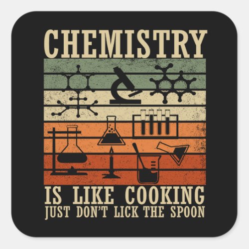 chemistry is like cooking vintage chemist square sticker