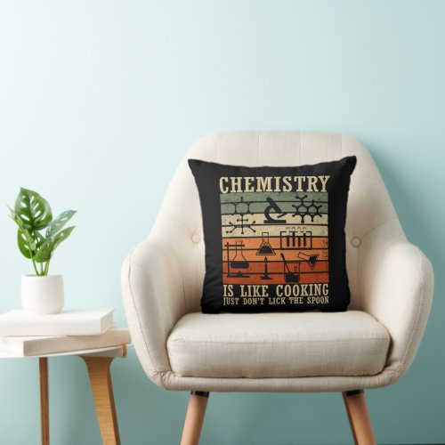 chemistry is like cooking vintage chemist throw pillow