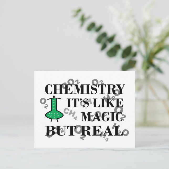 Chemistry is like magic but real holiday postcard (Standing Front)