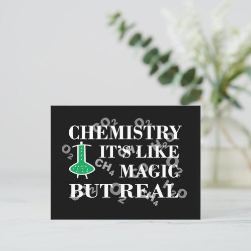 chemistry is like magic but real holiday postcard
