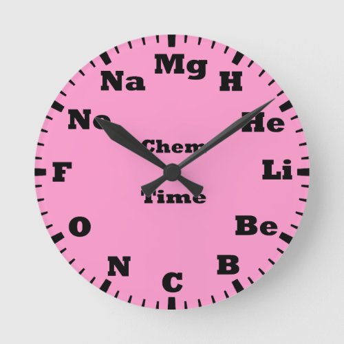 chemistry is pink round clock