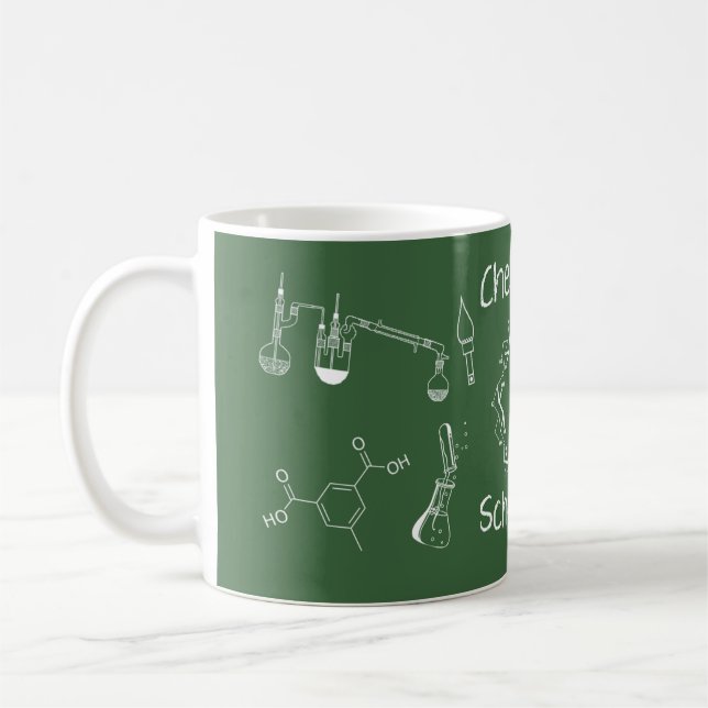 Chemistry Lab Equipment ~ Chalk On Green Board ~ Coffee Mug (Left)