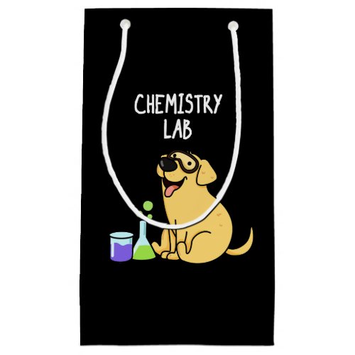 Chemistry Lab Funny Labrador Dog Pun Dark BG Small Gift Bag