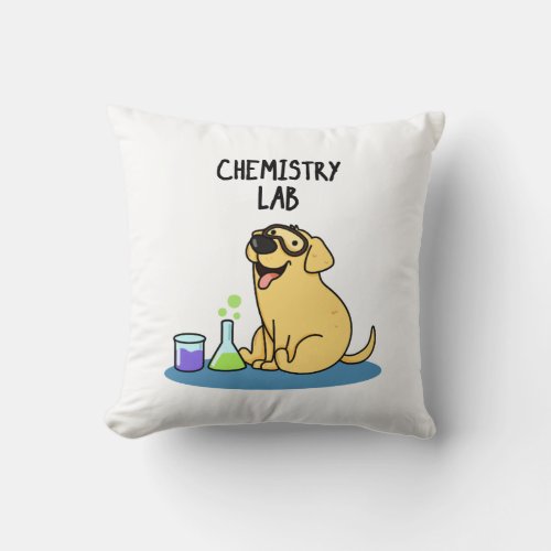 Chemistry Lab Funny Labrador Dog Pun  Throw Pillow