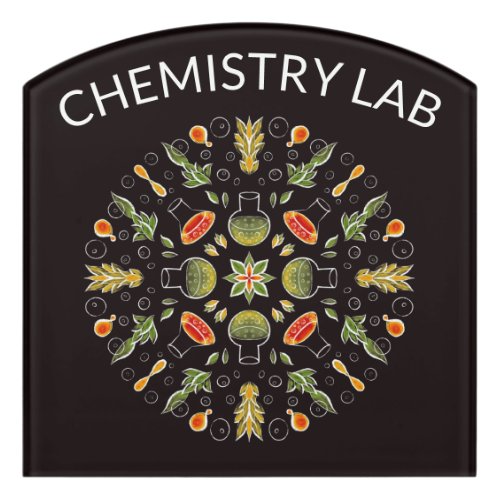 Chemistry Lab Science Botanical Pattern Door Sign