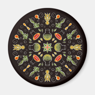Chemistry Lab Science Botanical Pattern Magnet