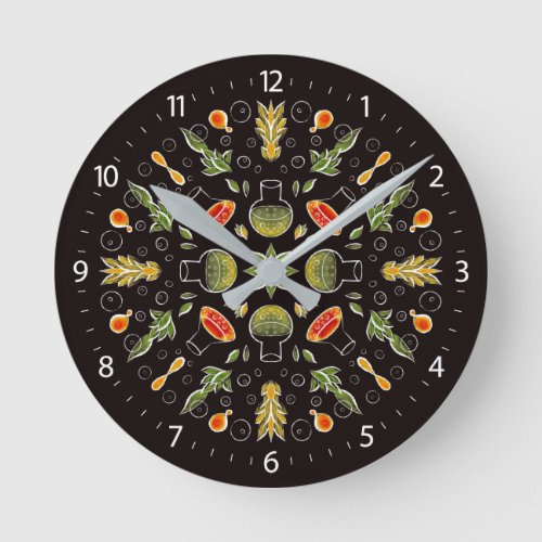 Chemistry Lab Science Botanical Pattern Round Clock
