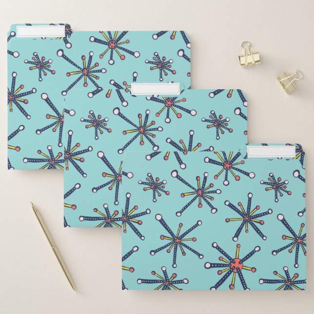 Chemistry Molecule Retro Modern Abstract Pattern File Folder (Set)