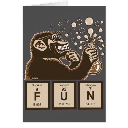 Chemistry monkey discovered fun cards (Front)