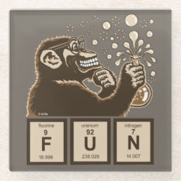Chemistry monkey discovered fun glass coaster