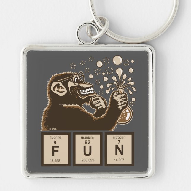 Chemistry monkey discovered fun keychain (Front)