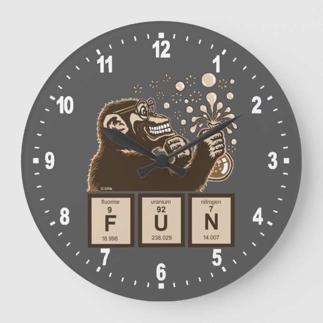 Chemistry monkey discovered fun large clock (Front)