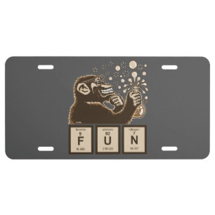 Chemistry monkey discovered fun license plate