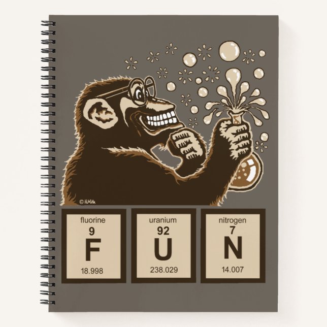 Chemistry monkey discovered fun notebook (Front)
