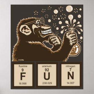 Chemistry monkey discovered fun poster