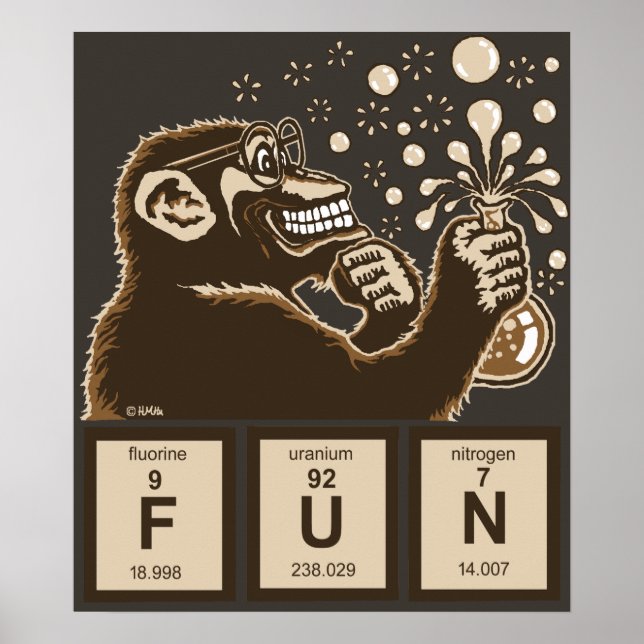 Chemistry monkey discovered fun poster (Front)