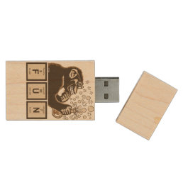 Chemistry monkey discovered fun wood flash drive