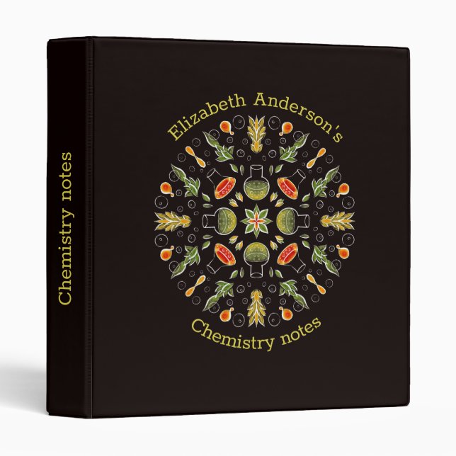 Chemistry Notes Botanical Pattern 3 Ring Binder (Front/Spine)