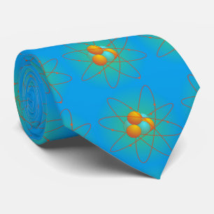 chemistry, nucleus. big-bang. blue background neck tie