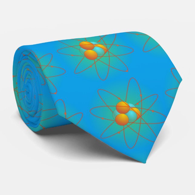 chemistry, nucleus. big-bang. blue background neck tie (Rolled)