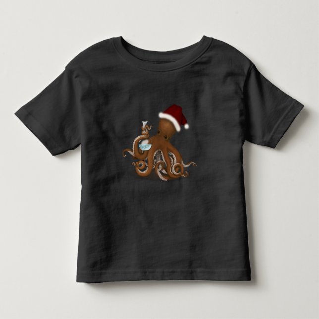 Chemistry Octopus in Santa Hat Steampunk Christmas Toddler T-shirt (Front)