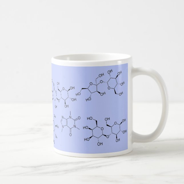 chemistry of tea and coffee in blue mug (Right)