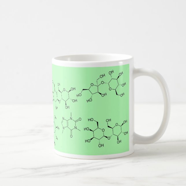 chemistry of tea and coffee in green coffee mug (Right)