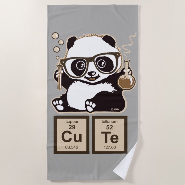 Chemistry panda discovered cute beach towel (Front)