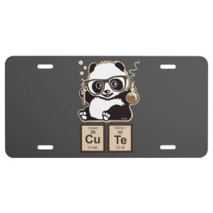 Chemistry panda discovered cute license plate