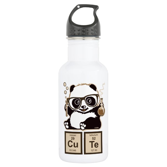 Chemistry panda discovered cute stainless steel water bottle (Front)