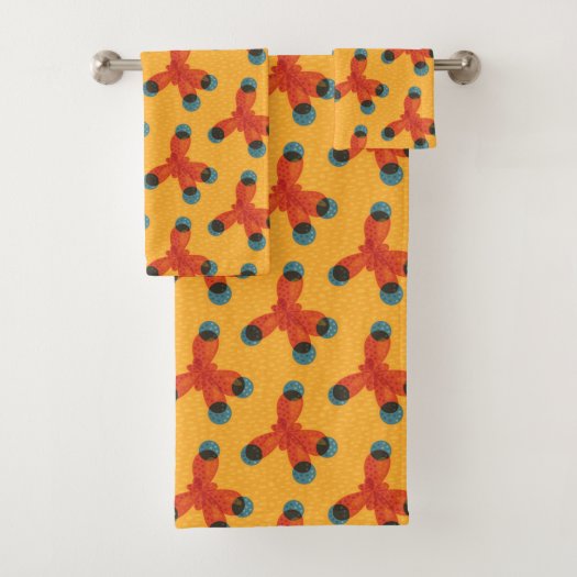 Chemistry Pattern Geek Orange Methane Molecules Bath Towel Set