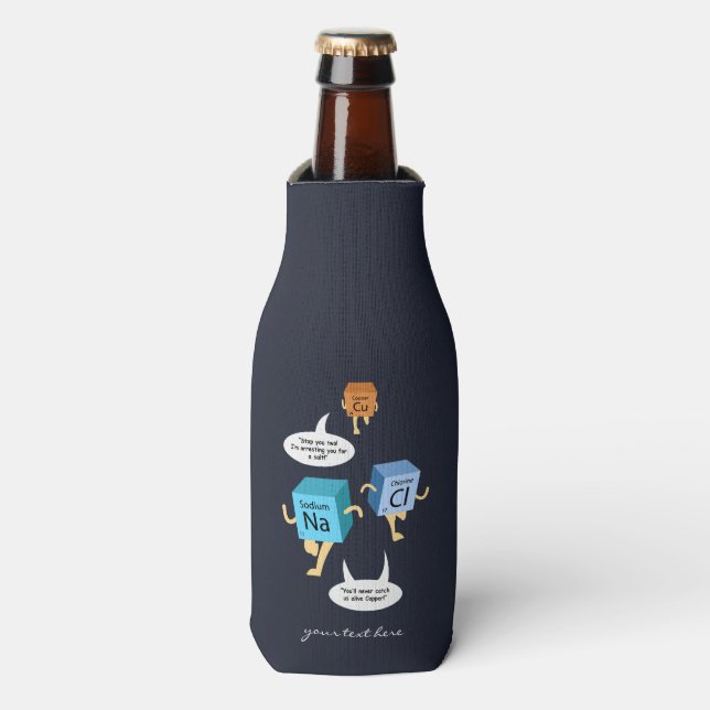Chemistry Periodic Table Elements Teacher Custom Bottle Cooler (Bottle Front)