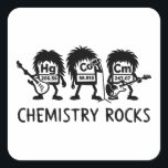 Chemistry Rocks Science Rock Band Square Sticker<br><div class="desc">Bold chemistry themed rock band artwork featuring periodic table elements in a playful music inspired scene. A fun science statement for chemistry lovers,  students,  teachers,  and chemistry fans who enjoy smart academic jokes.</div>