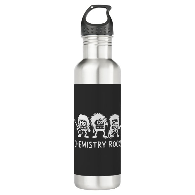 Chemistry Rocks Science Rock Band Stainless Steel Water Bottle (Front)