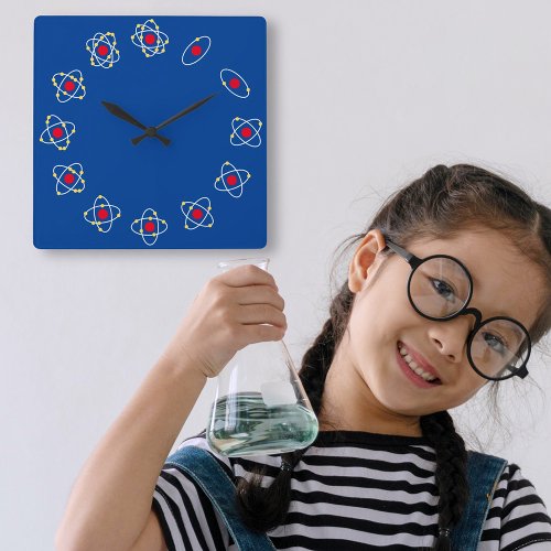 Chemistry  Science Atom Themed Square Wall Clock