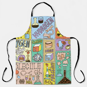 Chemistry Science Banners set. Color Hand Drawn vi Apron
