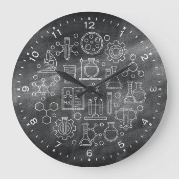 Chemistry Science Chalkboard Clock by NiceTiming at Zazzle